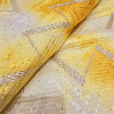 Silk with sequence design & Threadwork (Yellow) – Sansa - The Fabric Store