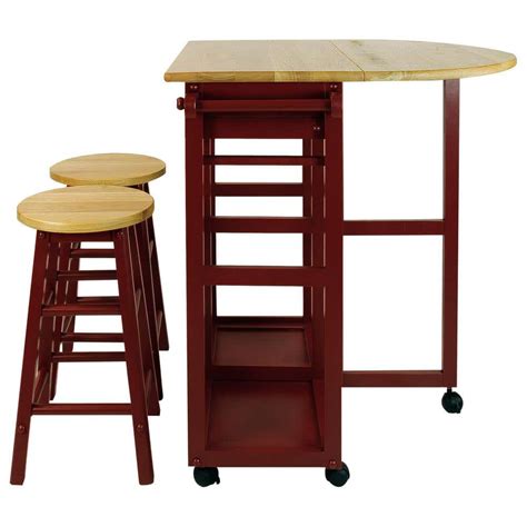 Buy Red Breakfast Cart with Drop-Leaf Table Online at Lowest Price in ...