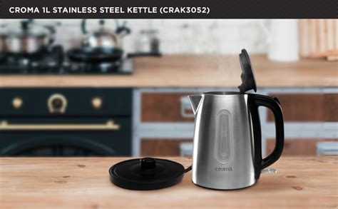 Croma 1L Electric Kettle, Stainless Steel Body, European Controller ...