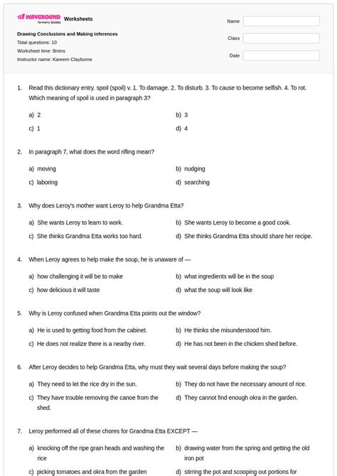 50+ Making Inferences and Drawing Conclusions worksheets on Wayground ...