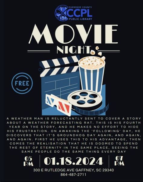 Free Movie and Snack, Cherokee County Public Library, Gaffney, 18 ...
