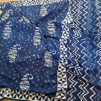 Indigo Bagru Block Print Cotton Saree with Blouse – RKG SHOPPING
