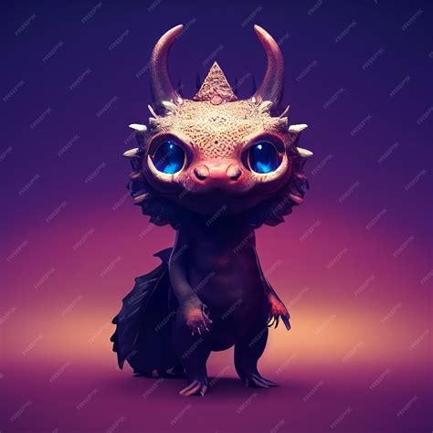 Premium Photo | Cute chibi little dragon fantasy illustration