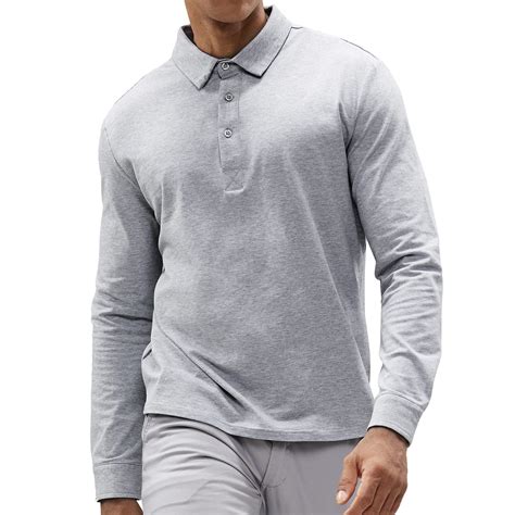 MIER Men's Long Sleeve Polo Shirts Regular-fit Cotton Golf Shirt Ultra ...