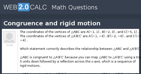 View question - Congruence and rigid motion