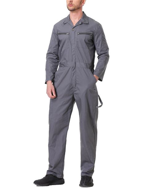 Toptie Men's Long Sleeve Coverall Action Back Coverall with Zipper ...