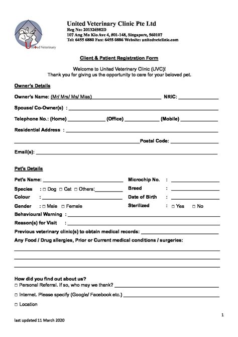 Client & Patient Registration Form UVC 11 Mar 2020 - United Veterinary ...