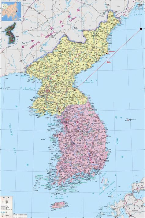 Large detailed political map of Korean Peninsula in chinese | North Korea | Asia | Mapsland ...