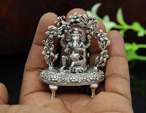 Buy 925 Sterling Silver Lord Ganesh Idol Pooja Articles Indian Online ...