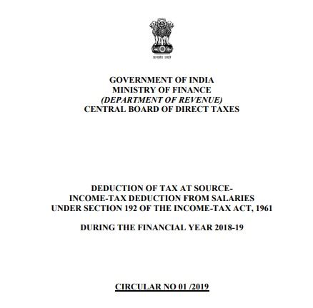 DDOs instruction on Income Tax deductions for FY 2018-19 ~ Putta for ...