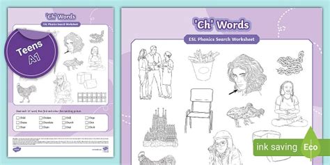 ESL 'Ch' Words Phonics Search Worksheet [Kids, A1-A2]