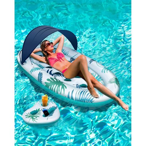 Inflatable Pool Rafts and Floats for Adults Heavy Duty with Canopy and ...