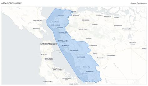 Image result for 510 Area Code Zip Code