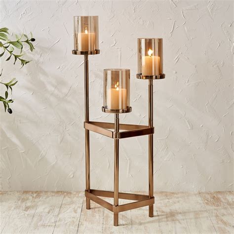 Buy Monalisa Aluminium and Glass Multi Pillar Floor Candle Holders ...