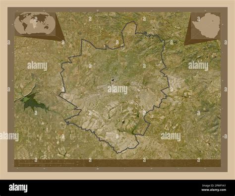 Harare, city of Zimbabwe. Low resolution satellite map. Corner auxiliary location maps Stock ...