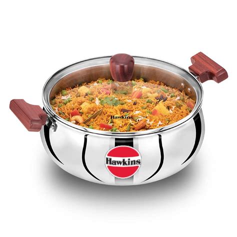 Buy Hawkins 5 Litre Cook n Serve Handi, Triply Stainless Steel Handi ...