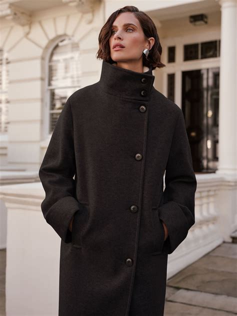 Buy Love & Roses Black Funnel Neck Button Coat from the Next UK online shop