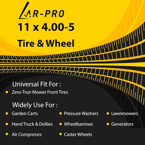 Buy 2 Pack) Universal Fit 11x4.00-5 Flat Free Lawn Mower Tires and ...