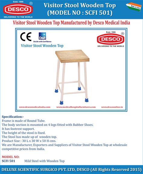 Hospital Wooden Top Visitor Stool Manufacturer in India | DESCO