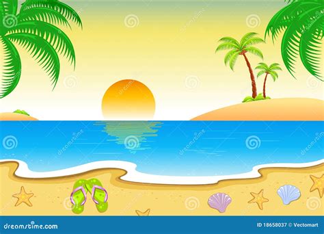 Natural Beach View stock vector. Illustration of marine - 18658037