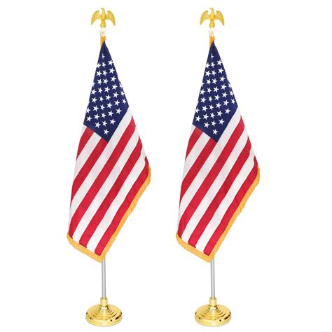 8FT Telescoping Indoor Flag Pole Kit, American Flag with Stand, Indoor ...
