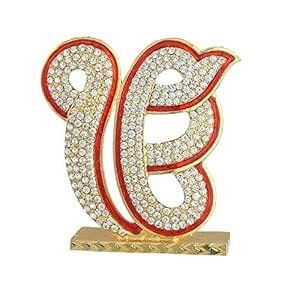 Buy Sikh Religious Symbol (EK Omkar Idol IK Onkar Idol) Red Gold Metal ...