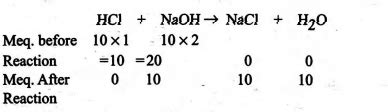 Calculate the pH of a solution which contains 10 ml of 1 M HCl and 10 ...