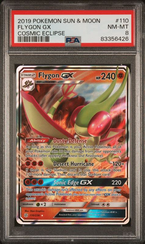 2019 Pokemon Sun & Moon Cosmic Eclipse 110 Flygon Gx PSA 8 | GameStop