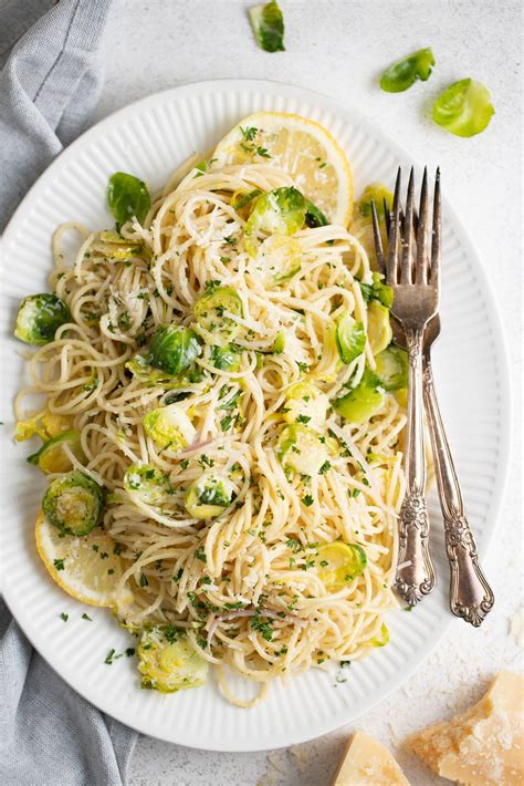Lemon Parmesan Brussels Sprout Pasta - The Natural Nurturer