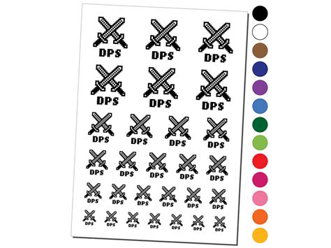 Pixel RPG DPS Swords Gaming Temporary Tattoo Water Resistant Fake Body ...