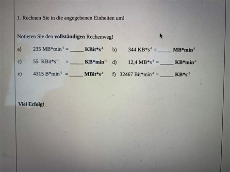MB/Min in Kbit/s umrechnen? (Computer, Schule, Technik)