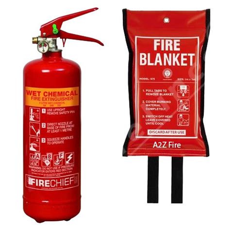 Buy 2 Litre Wet Fire Extinguisher & 1m x 1m Fire Blanket - Kitchen Fire ...