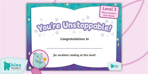 Level 3 Rhino Readers Intervention Certificate - Twinkl