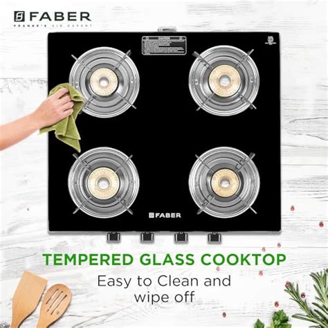 Buy Faber 4 Burner Daisy Pro Cooktop with Brass Burners | Black Glass