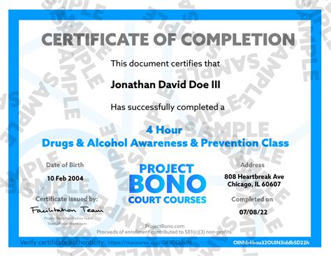 Drug And Alcohol Course Certificate - prntbl.concejomunicipaldechinu.gov.co