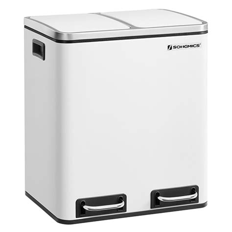 SONGMICS Konyhai Szemetes, 2 x 15 L Acél Szemetes, Pedálos S