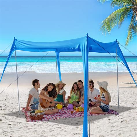 Amazon.com: MVMOD Beach Sun Shade Tent Pop Up Sun Shelter, 10 x 10ft ...