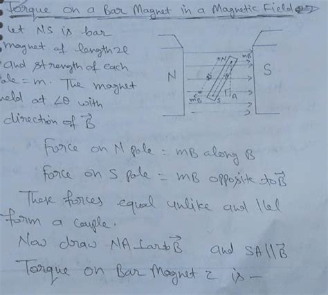 Derive an expression for the torque experienced by a magnetic dipole in ...