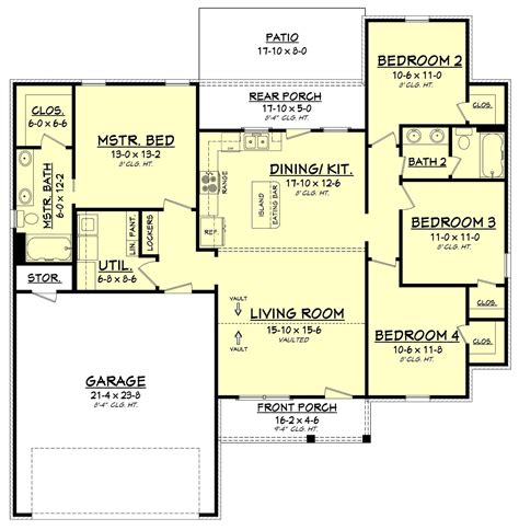 Amazing four bedroom home design under 1600 square feet. This house ...