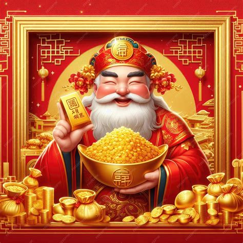 Premium Photo | New year god of wealth character design with lucky ...