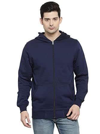 Buy Kalt Men's Full Sleeves Zipper Fleece Hoodie (Navy, Medium) at ...