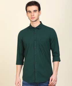 Allen Solly Men Solid Casual Green Shirt - Buy Allen Solly Men Solid ...