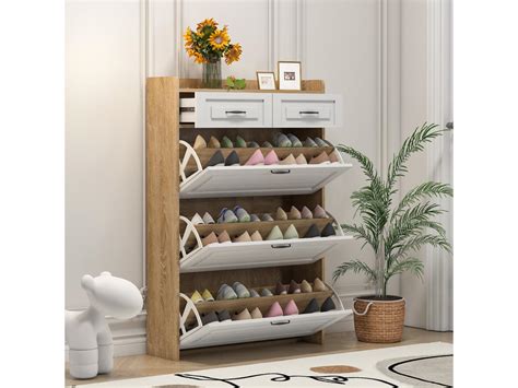 Zapatero con mueble giratorio, 3 grandes estantes y 2 cajones, de ...