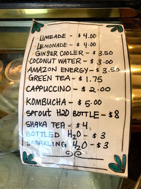 Menu at Sprout Sandwich Shop restaurant, Honolulu