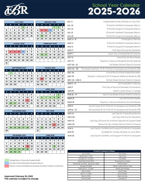 East Baton Rouge Parish Schools Calendar 2025-2026 | Holidays