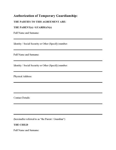 Temporary Guardianship Agreement Template - prntbl ...
