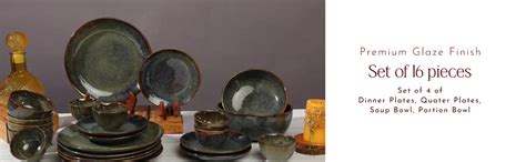 Amalfiee Navhara Premium Ceramic Dinner Set (16 Pieces) : Durable, Non ...