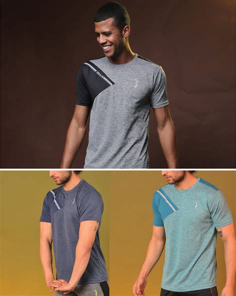 ₹2,099 | Campus Sutra Pack of 3 Slim Fit Active T-shirts - Campussutra