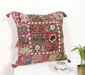 Buy Handicraft-Palace Cotton Sequin Embroidery Square Floor Pillow ...