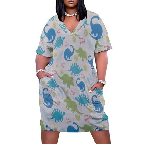 Cartoon Dinosaur Summer Dresses for Women Plus Size Sundress Short ...